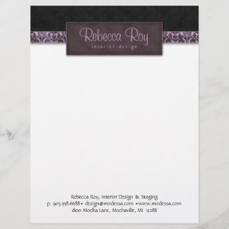 Letterhead Stationery Interior Design Damask Pur 3