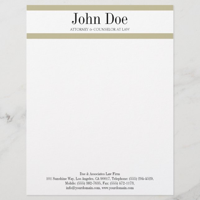 Letterhead Tan Stripes - Matching Business Card (Front)