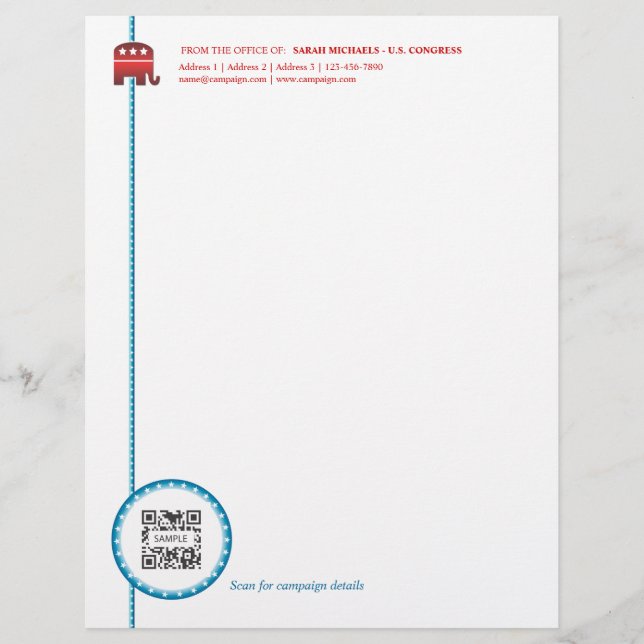 Letterhead Template Republican Elephant (Front)