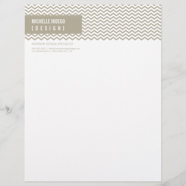 LETTERHEAD trendy bold chevron stripe taupe (Front)