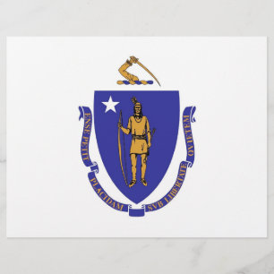 Letterhead with Flag of Massachusetts, USA