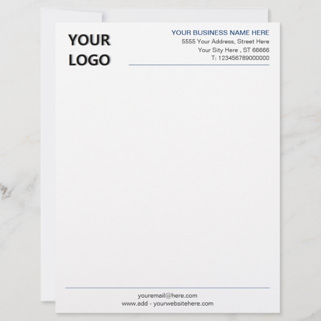 Letterhead with Your Logo Address Info and Colours (Front)