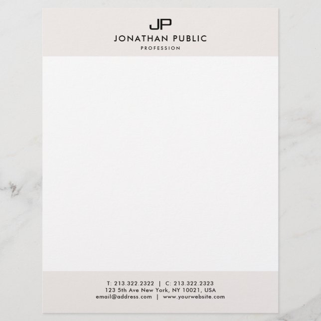 Letterheads Monogram Simple Template Modern Custom Letterhead (Front)