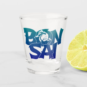 Lettering 'BONSAI' with bonsai tree Shot Glass