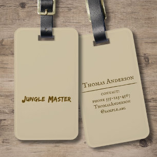 Lettering Design ‘Jungle Master‘ Luggage Tag
