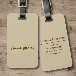Lettering Design ‘Jungle Master‘ Luggage Tag