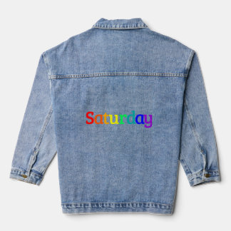 Lettering Design ‘Saturday’ in Rainbow Colours Denim Jacket