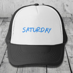 Lettering Design ‘Saturday’ in Sky Blue Trucker Hat