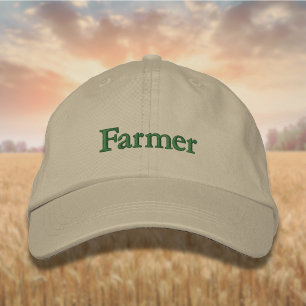 Lettering Farmer in Backyard Green Embroidered Hat