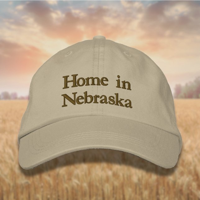 Lettering Home in Nebraska in Golden Brown Embroidered Hat (Creator Uploaded)