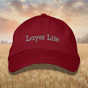 Lettering Layer Life in Gray Embroidered Hat