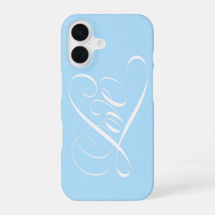 Lettering LOVE Heart Calligraphy Pale Ice Blue iPhone 16 Case