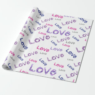 Lettering love Multicolored Seamless pattern Wrapping Paper