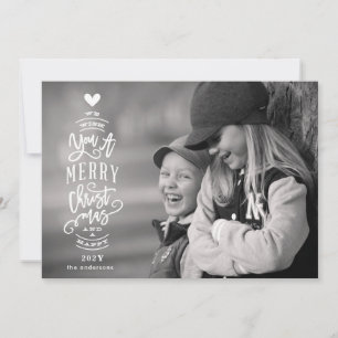Lettering Merry Christmas Happy Photo Holiday Card