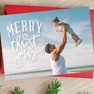 Lettering Merry Christmas Photo Holiday Card