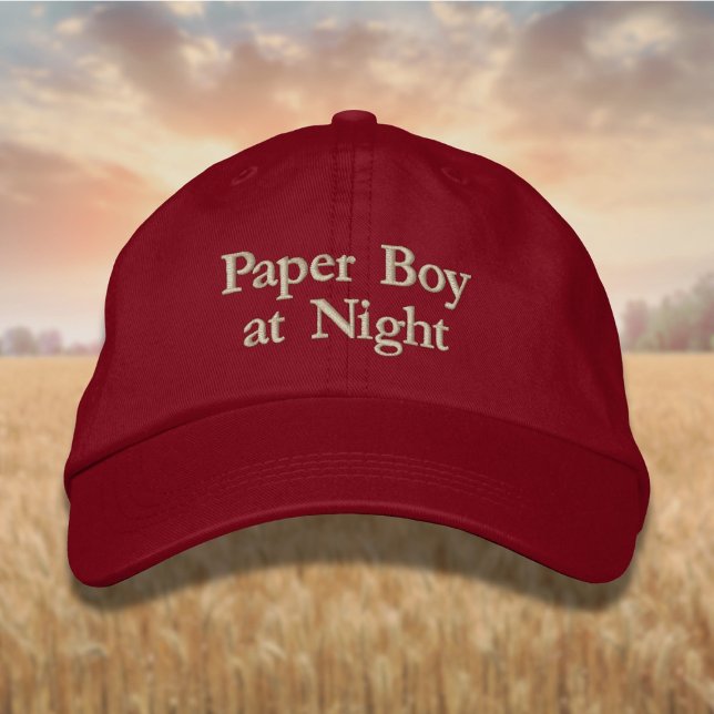 Lettering Paper Boy at Night Embroidered Hat (Creator Uploaded)
