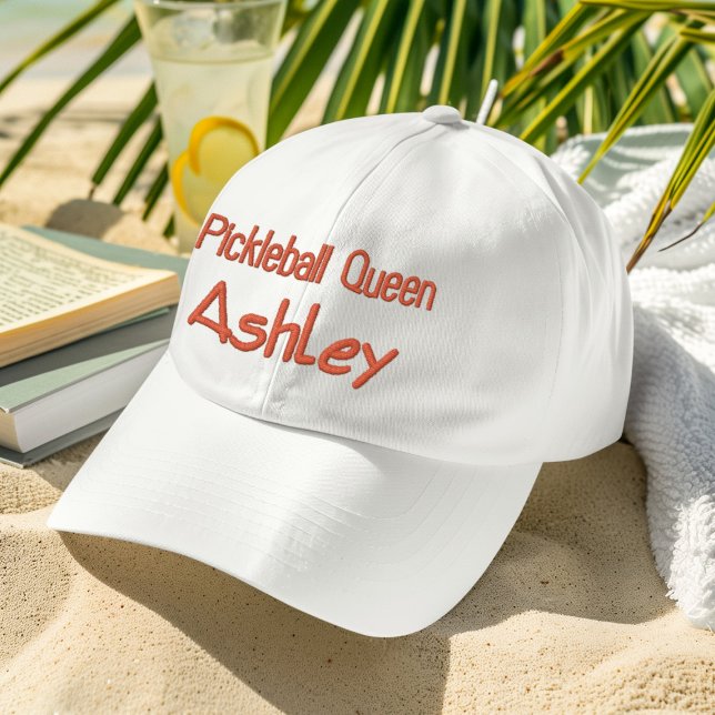 Lettering Pickleball Queen Ashley Embroidered Hat (Creator Uploaded)
