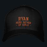 Lettering Ryan - hero father of girls Embroidered Hat<br><div class="desc">Red lettering embroidered on a hat. Suggested base: white hat. 
If you prefer a different text,  please customise the lettering. It can be personalised.  
This is a great gift for every proud father -- fun / distinctive / unique / personal.</div>