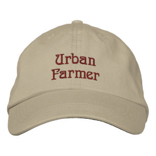 Lettering Urban Farmer in Maroon Red Embroidered Hat