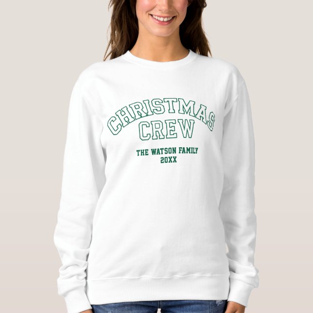 Letterman Christmas Crew Collegiate Family Name Sweatshirt (Front)
