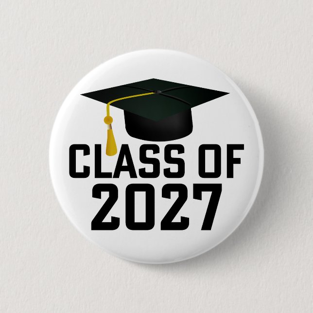 Letterman Class of 2027 Graduation 6 Cm Round Badge (Front)