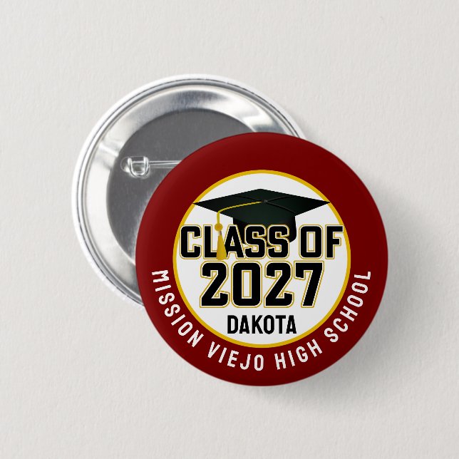 Letterman Class of 2027 Graduation 6 Cm Round Badge (Front & Back)