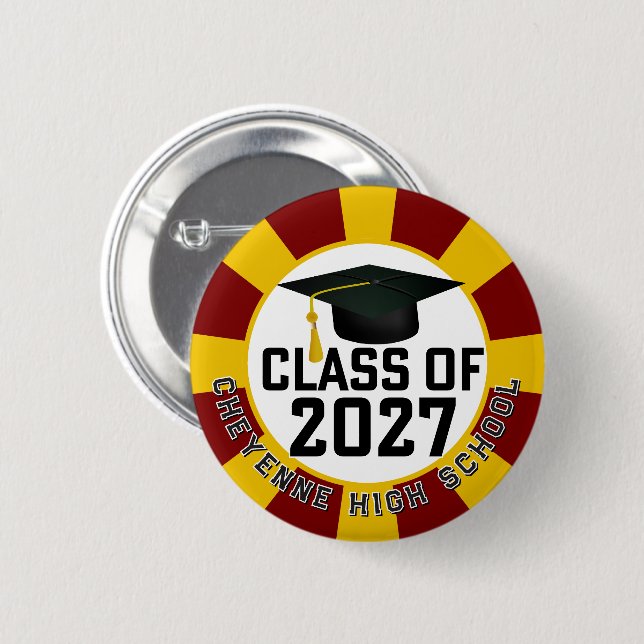 Letterman Class of 2027 Graduation 6 Cm Round Badge (Front & Back)