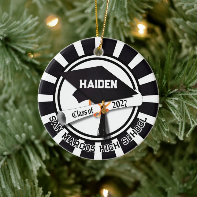 Letterman Class of 2027 Photo Graduation Ceramic Tree Decoration (Tree)
