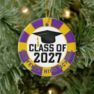 Letterman Class of 2027 Photo Graduation Ceramic Tree Decoration