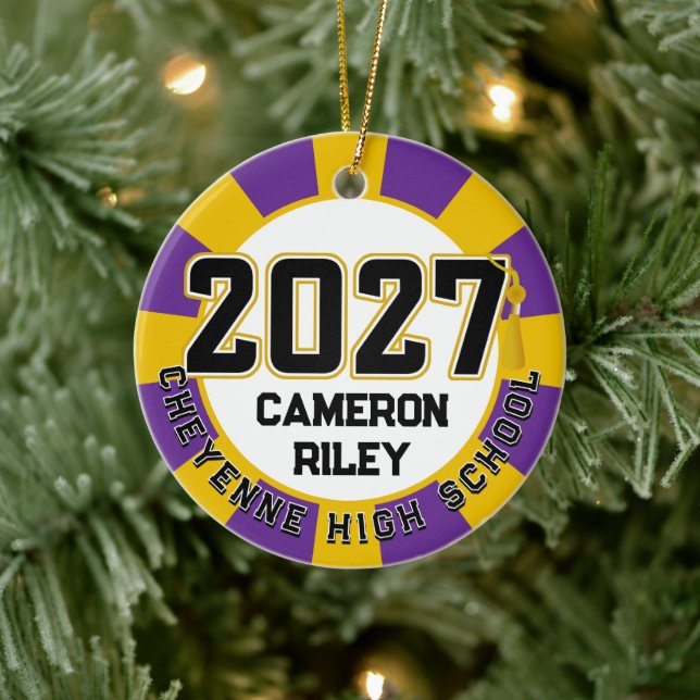 Letterman Class of 2027 Photo Graduation Ceramic Tree Decoration (Tree)