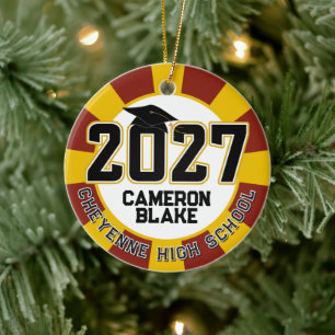 Letterman Class of 2027 Photo Graduation Ceramic Tree Decoration