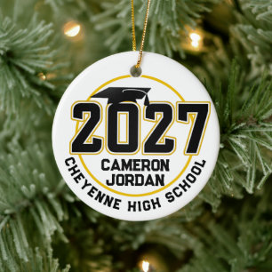 Letterman Class of 2027 Photo Graduation Ceramic Tree Decoration