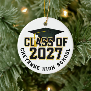 Letterman Class of 2027 Photo Graduation Ceramic Tree Decoration