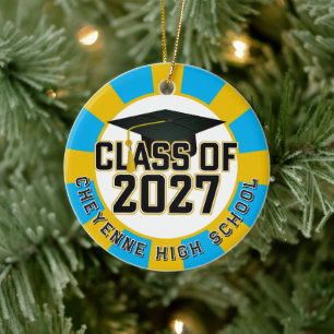 Letterman Class of 2027 Photo Graduation Ceramic Tree Decoration