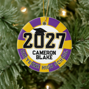 Letterman Class of 2027 Photo Graduation Ceramic Tree Decoration
