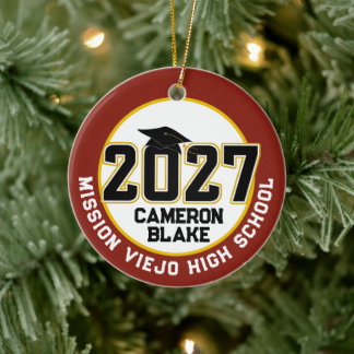 Letterman Class of 2027 Photo Graduation Ceramic Tree Decoration