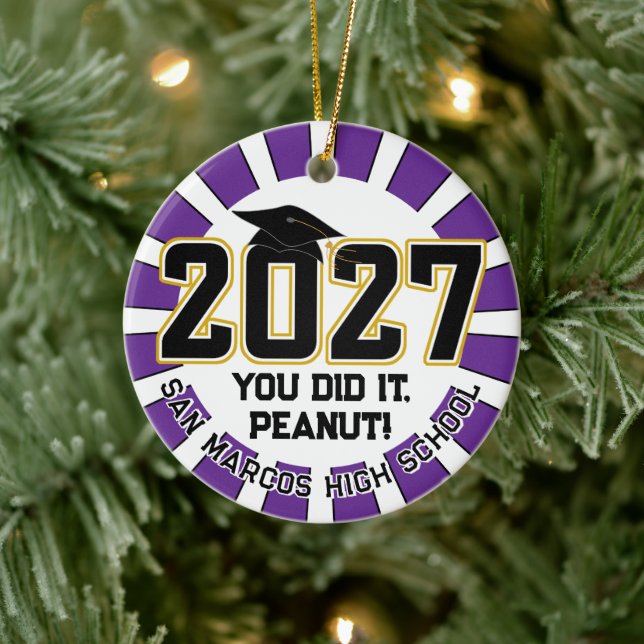 Letterman Class of 2027 Photo Graduation Ceramic Tree Decoration (Tree)
