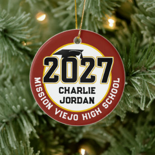 Letterman Class of 2027 Photo Graduation Ceramic Tree Decoration