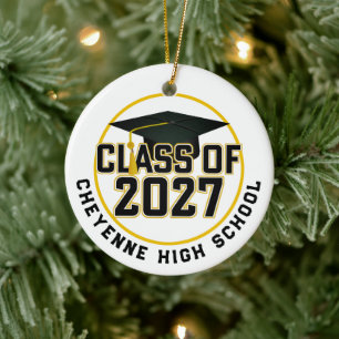 Letterman Class of 2027 Photo Graduation Ceramic Tree Decoration