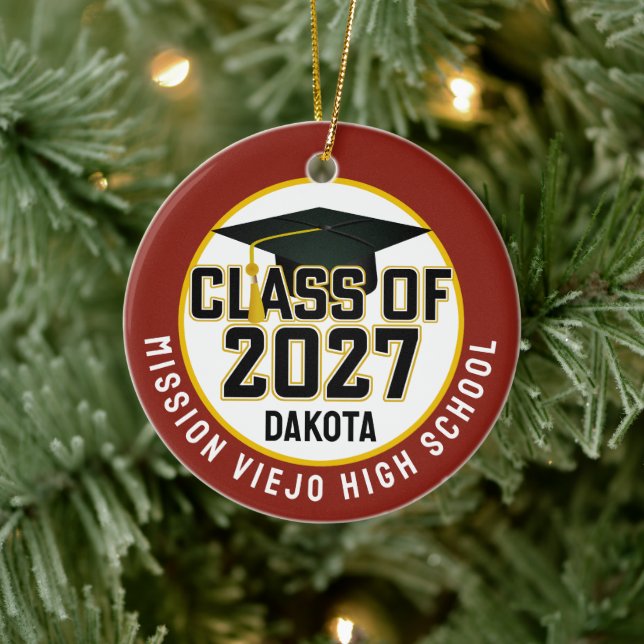 Letterman Class of 2027 Photo Graduation Ceramic Tree Decoration (Tree)