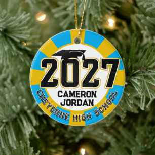 Letterman Class of 2027 Photo Graduation Ceramic Tree Decoration