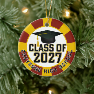 Letterman Class of 2027 Photo Graduation Ceramic Tree Decoration