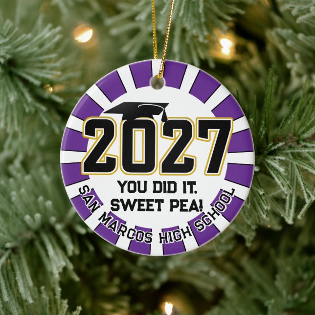 Letterman Class of 2027 Photo Graduation Ceramic Tree Decoration (Tree)
