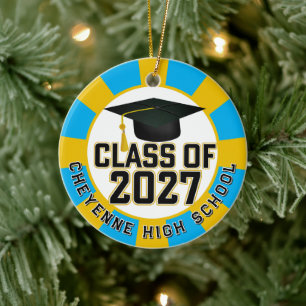Letterman Class of 2027 Photo Graduation Ceramic Tree Decoration