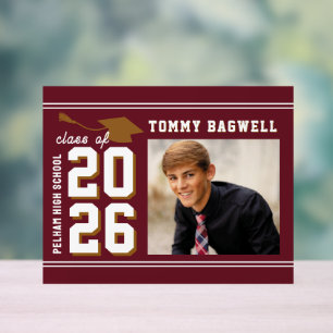 LETTERMAN GRAD MAROON ACRYLIC SIGN