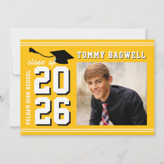 LETTERMAN GRAD YELLOW Announcement & Invitation