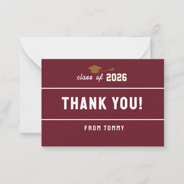 Letterman Graduation Maroon  Card (Front)