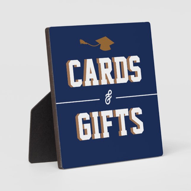 Letterman Graduation NAVY Cards & Favours  Plaque (Front)