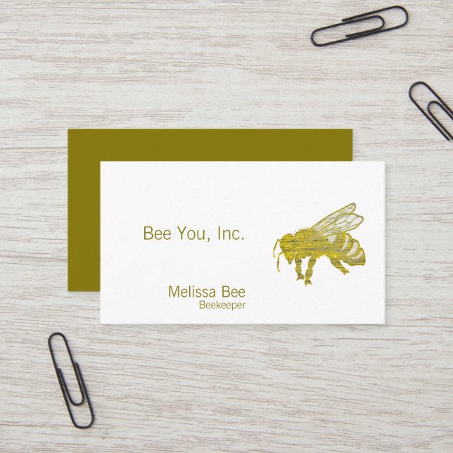 Letterpress Bee Business Card (Front/Back In Situ)