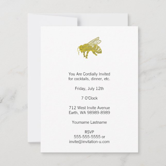 Letterpress Bee Invitation (Front)